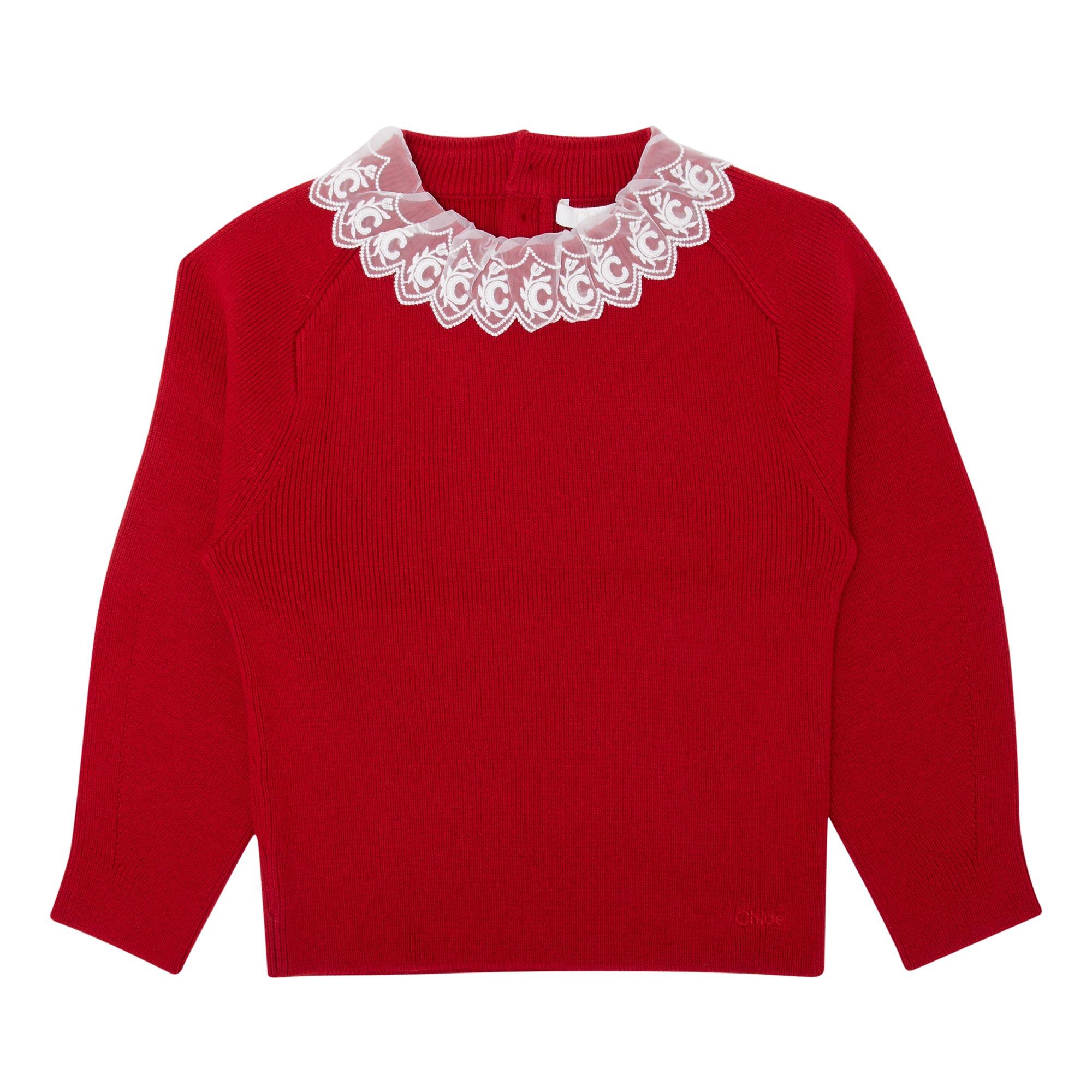 Lace Neckline Knitted Sweater